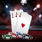 Poker cards and chips on a casino table